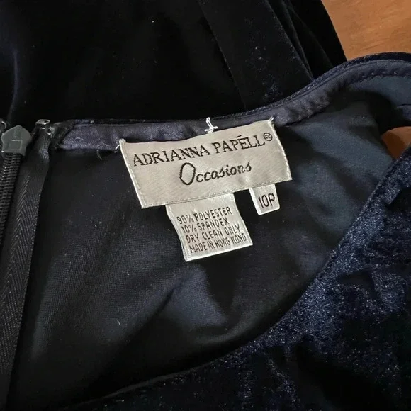 Vintage Adrianna Papell Occasions Gown & Bolero Matching Set Navy Velour 10P - Picture 8 of 9